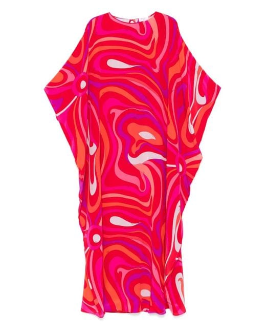 Emilio Pucci Red Marmo-Print Maxi Dress