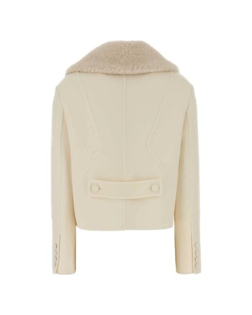 Ermanno Scervino White Double-Breasted Shearling Jacket