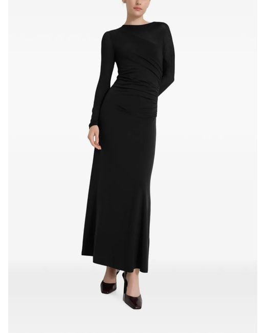 MARCELLA Black Ambrose Ruched Long-Sleeve Maxi Dress