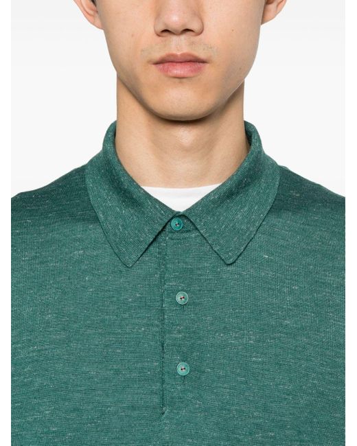 Kiton Green Fine Knit Polo Shirt for men