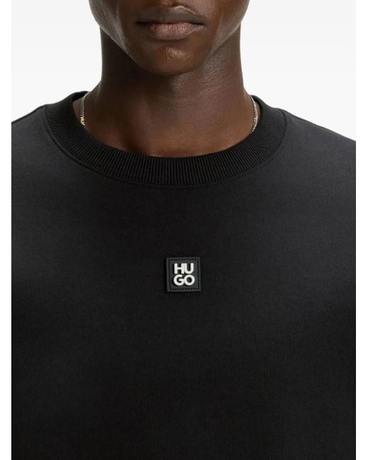 Felpa Con Applicazione di HUGO in Black da Uomo