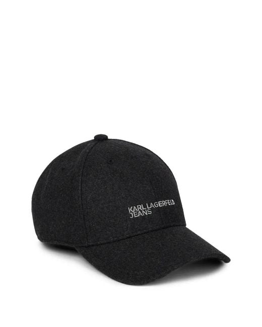 Karl Lagerfeld Black Essential Wool-Blend Cap for men