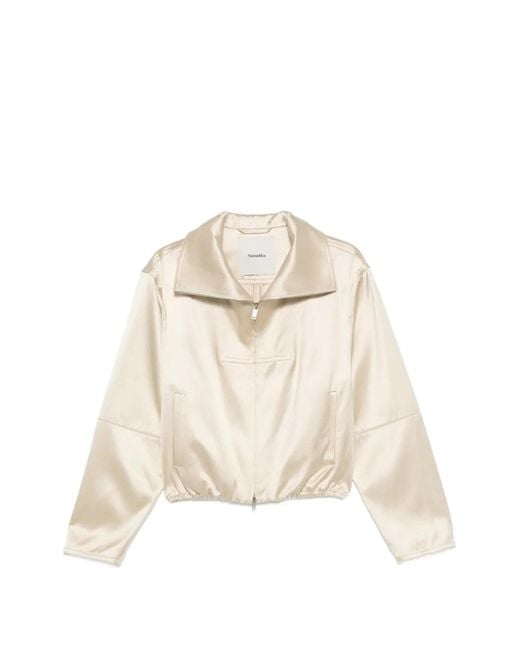 Nanushka White Boxy Funnel Neck Jacket
