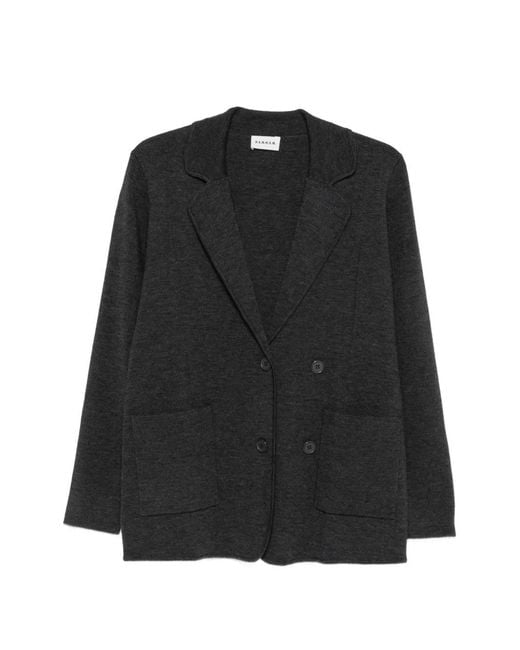 P.A.R.O.S.H. Black Double-Breasted Notched-Lapels Jacket