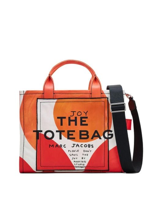 Marc Jacobs Red X David Shrigley mittelgroße Tote Bag aus Canvas