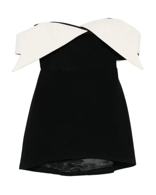 Vestiaire d'un Oiseau Libre Black Off-Shoulder Collared Mini Dress
