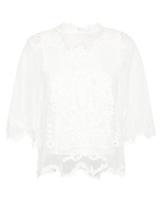 Isabel Marant White Vera Lace-detail Top