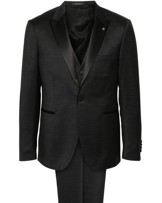 Tagliatore Dreiteiliger melierter Anzug in Black für Herren