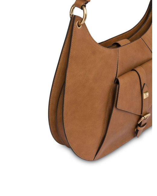 Alberta Ferretti Brown Handle Gem Nappa Leather Tote Bag