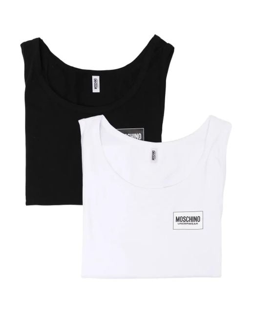 Set de dos chalecos con logo estampado Moschino de hombre de color Black