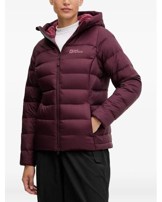 Jack Wolfskin Purple Nebelhorn Down Hooded Quilted Performance Jacket