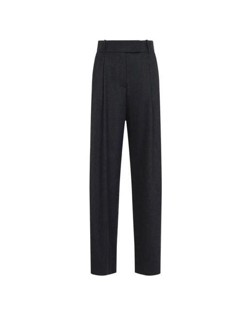 Giorgio Armani Blue Wide-Leg Pleated Trousers