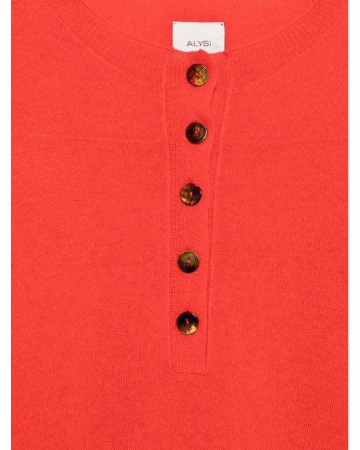 Alysi Red Button-Front Sweater