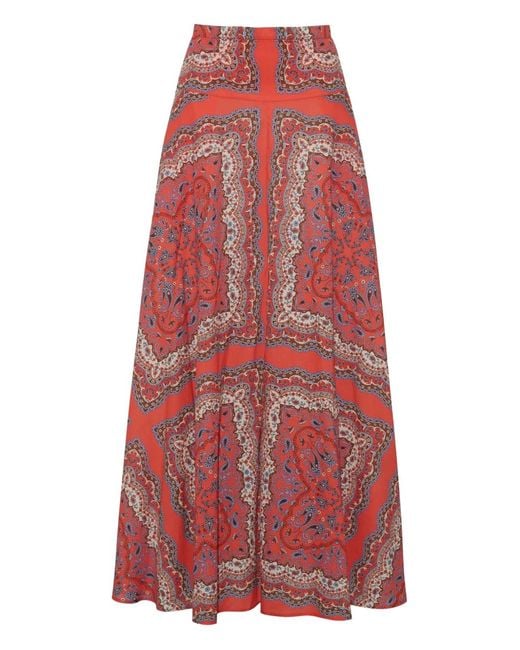Cara Cara Red Gabriella Paisley Maxi Skirt