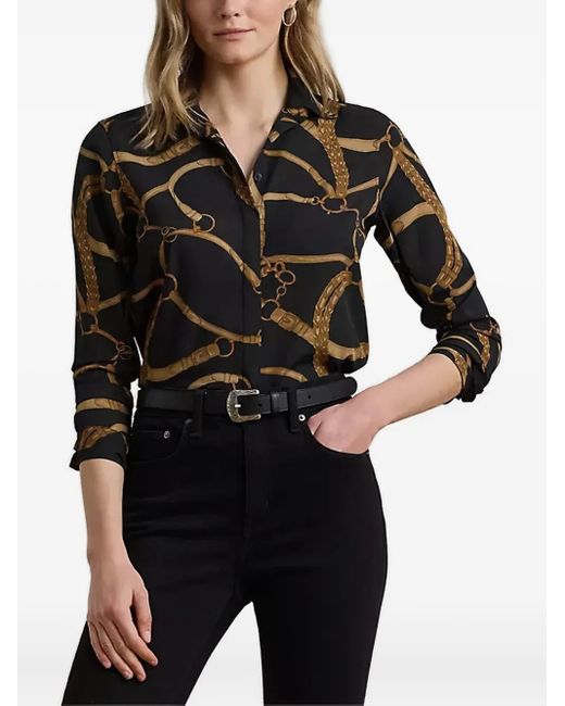 Ralph Lauren Black Belting-Print Shirt