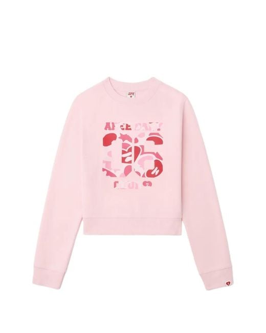 A Bathing Ape Pink Camouflage-Print Crew-Neck Sweater