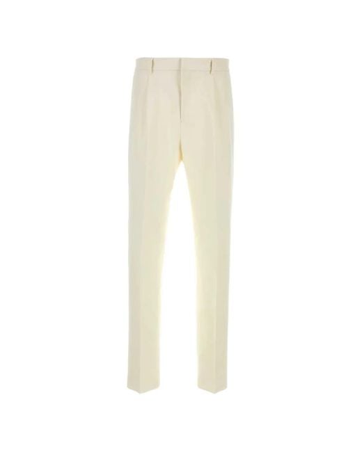 Ferragamo Natural Pleated Tailored Trousers for men