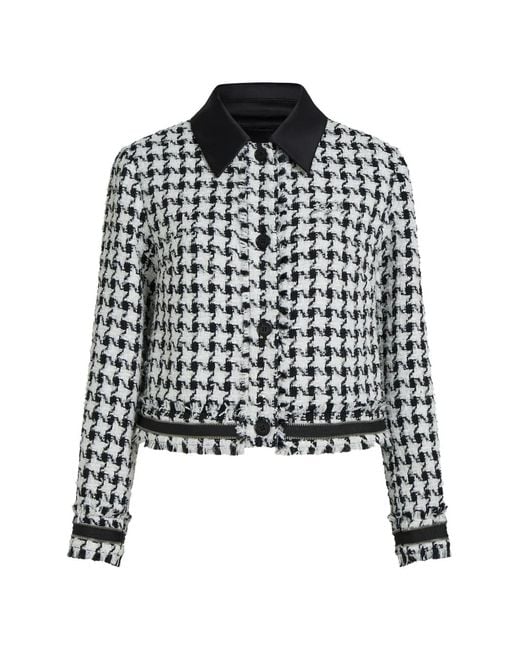 Karl Lagerfeld Black Houndstooth Bouclé Jacket
