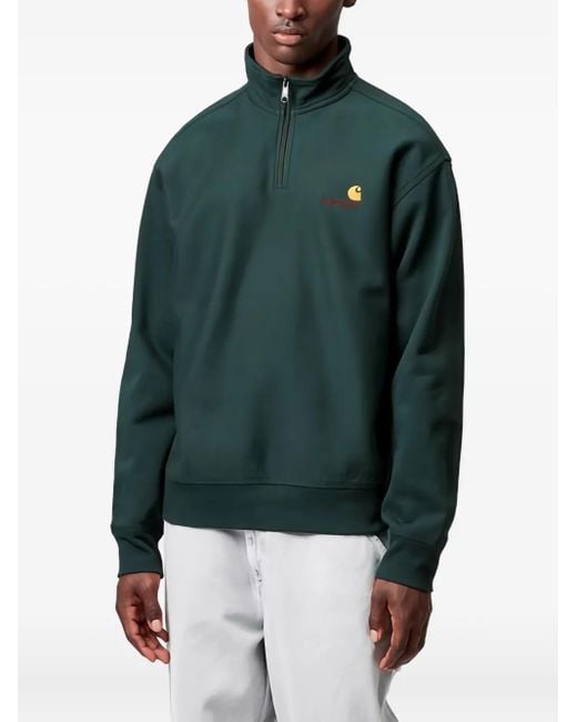 Carhartt Green Half-Zip Embroidered Sweatshirt for men