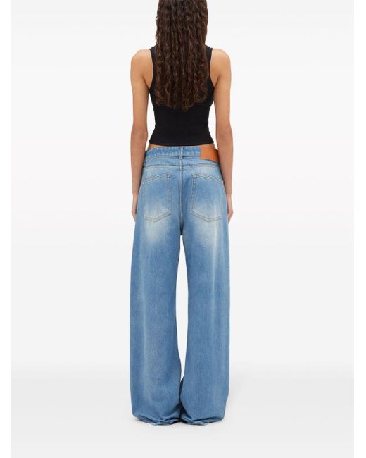 MSGM Blue Low-Rise Wide-Leg Jeans