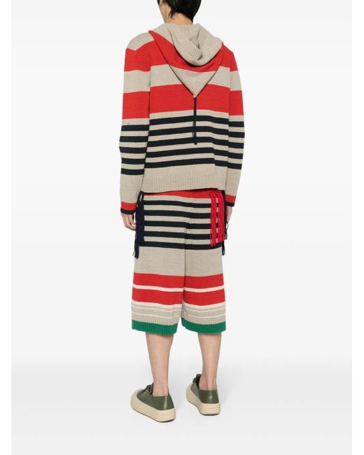 Craig Green Red Striped Knitted Hoodie for men