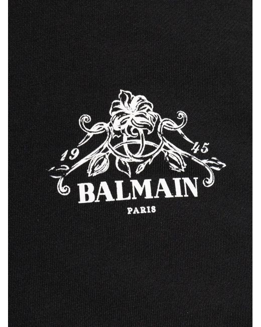 Balmain Black Logo-Print Drawstring Shorts for men