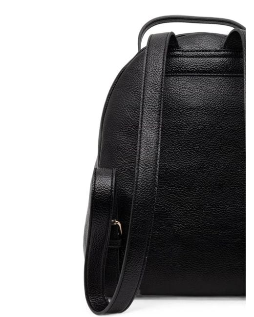Twinset Black Grained-Effect Logo-Stud Backpack