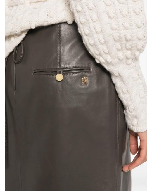 Alberta Ferretti Gray Leather Panelled Skirt