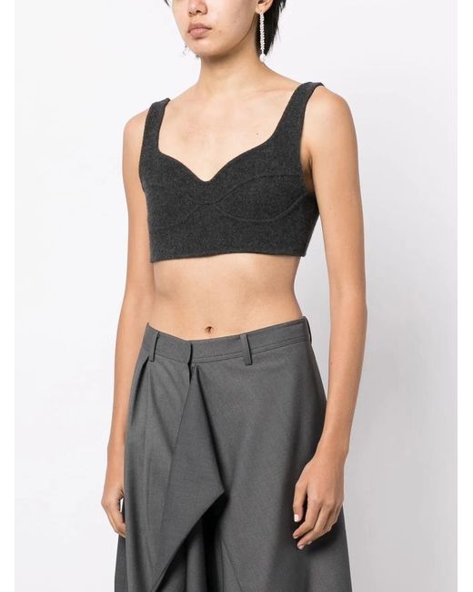 Goen.J Black Cropped Wool Top
