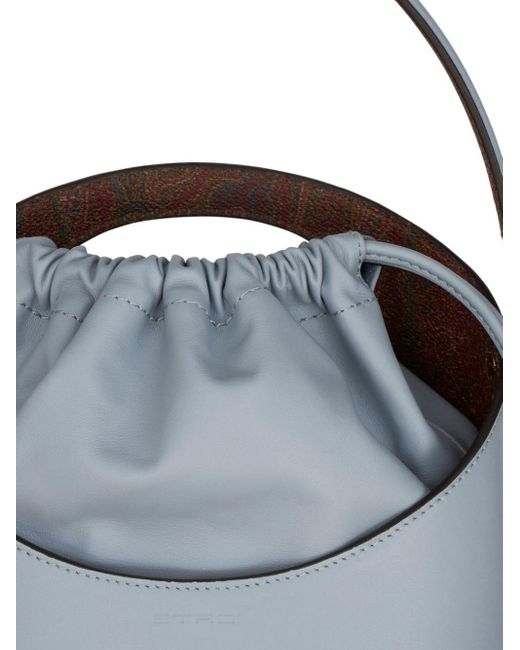 Etro Gray Medium Saturno Leather Bucket Bag
