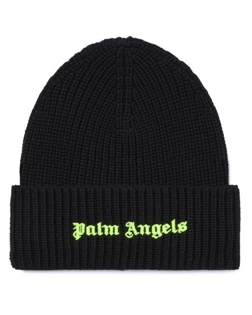 メンズ Palm Angels リブニット ビーニー Black
