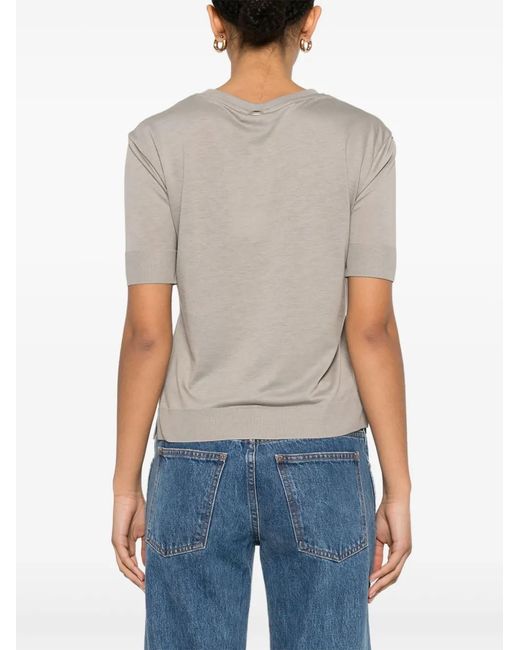 Herno White Fine-Knit T-Shirt