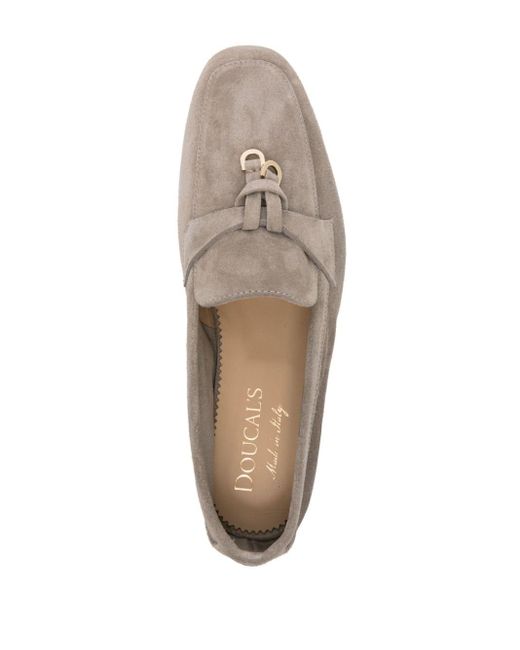 Doucal's Gray Strap-detailing Suede Loafers