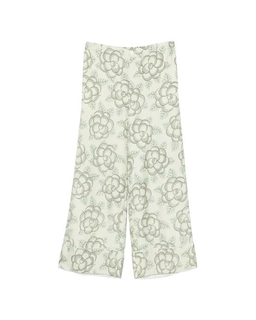 Marni White Printed Piping Trousers