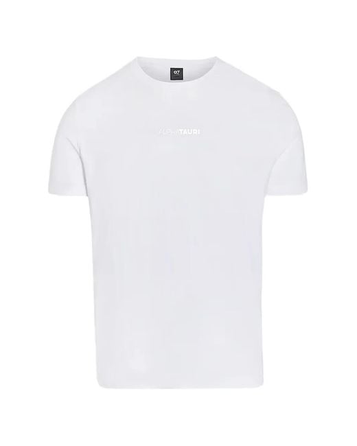 ALPHATAURI White Crewneck Logo T-Shirt for men
