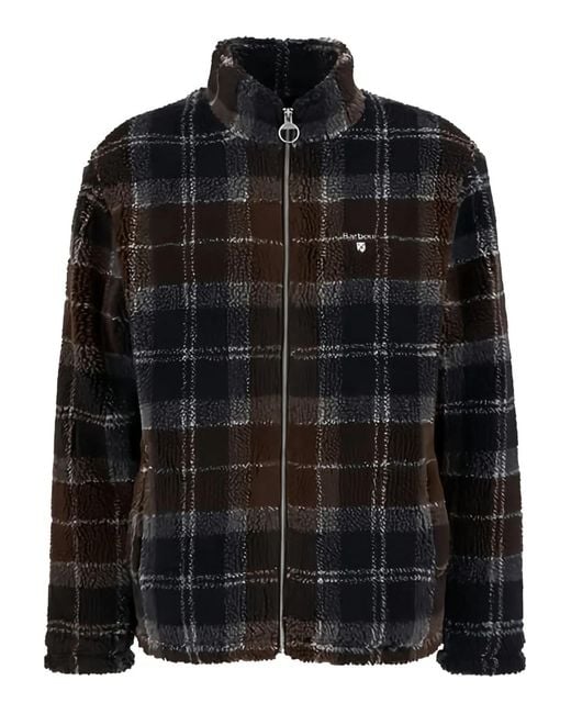 Barbour Black Teddy-Cloth Check Fleece for men