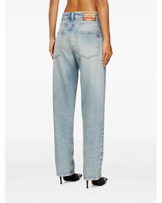 DIESEL Blue Light-Wash Denim Jeans With Classic Five-Pocket Styling
