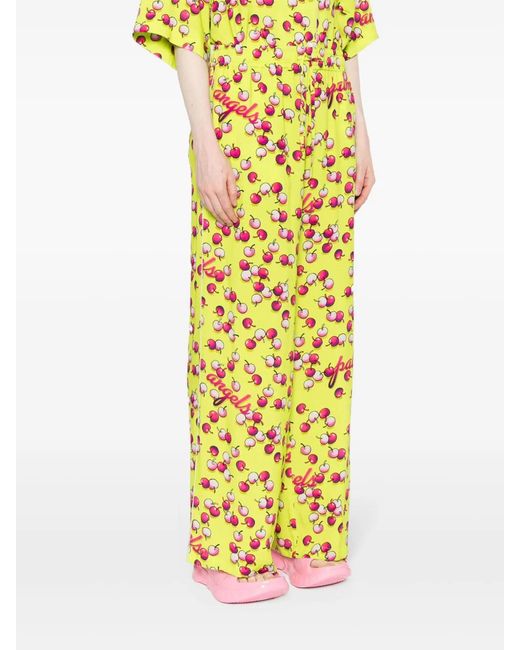 Palm Angels Yellow Cherries-Patterned Flared Trousers