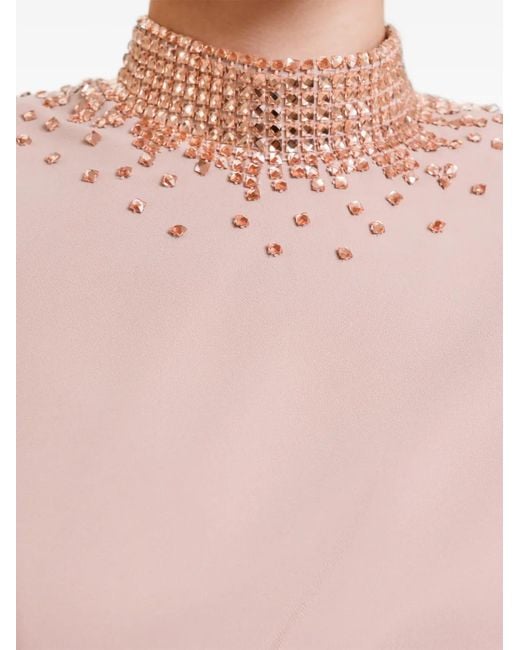 Gemy Maalouf Pink Embellished-Collar Maxi Dress