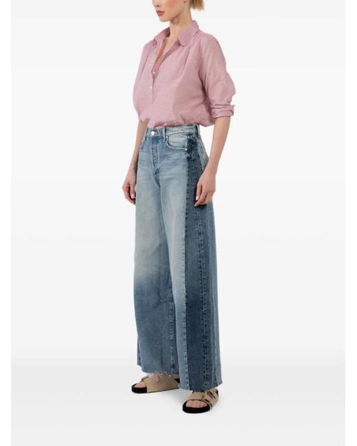 Mother Blue Patchwork Panel Jeans