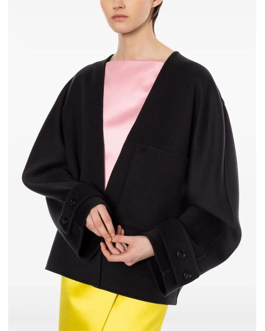Philosophy Di Lorenzo Serafini Blue V-Neck Wool-Cashmere Jacket