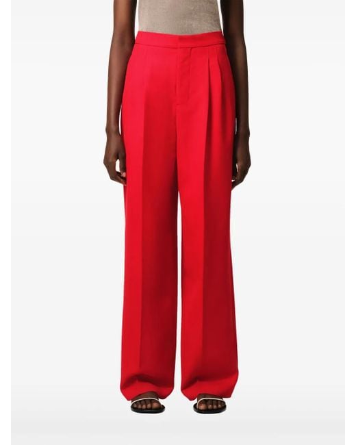 Pantaloni A Vita Alta di AMI in Red