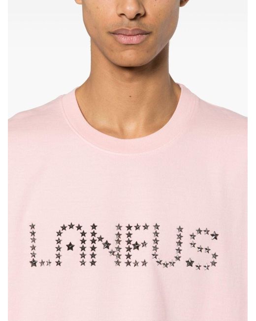 メンズ Laneus スタースタッズロゴ Tシャツ Pink