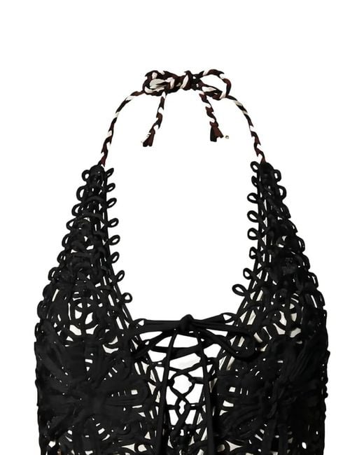 Twinset Black Floral-Embroidered Swimsuit