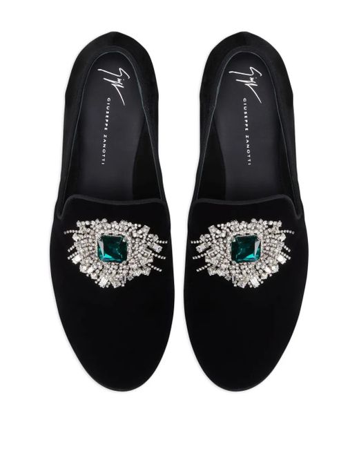 Giuseppe Zanotti Black Euphemiee Velvet Loafers for men
