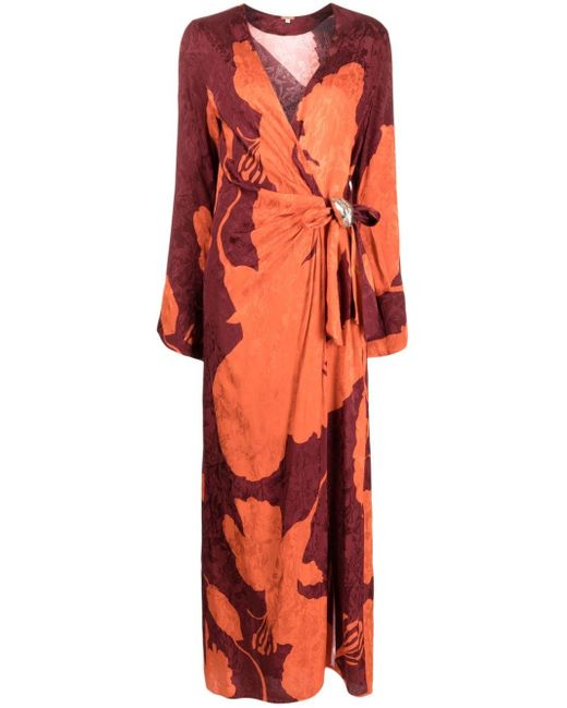 Robe longue à motif en jacquard Johanna Ortiz en coloris Orange