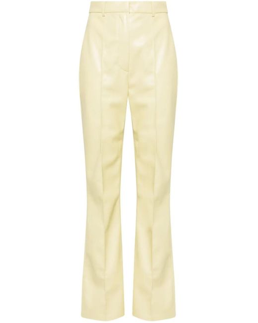 Nanushka Yellow Leena Faux-Leather Flared Trousers