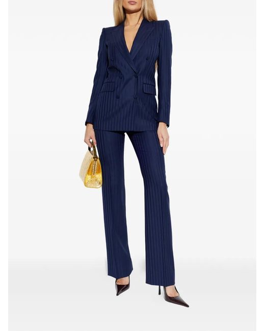 Tom Ford Blue Striped Double-Breasted Jacket
