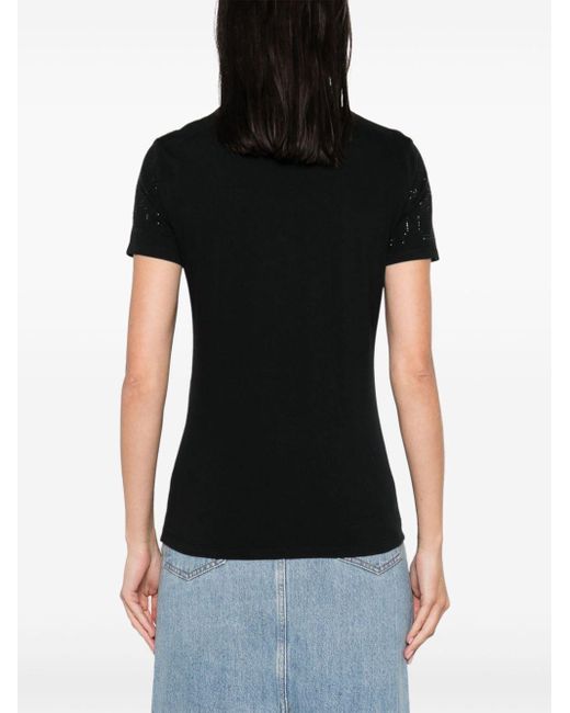 Camiseta con monograma y strass Elisabetta Franchi de color Black