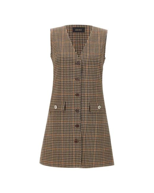 Liu Jo Robe Courte  Carreaux in Brown | Lyst